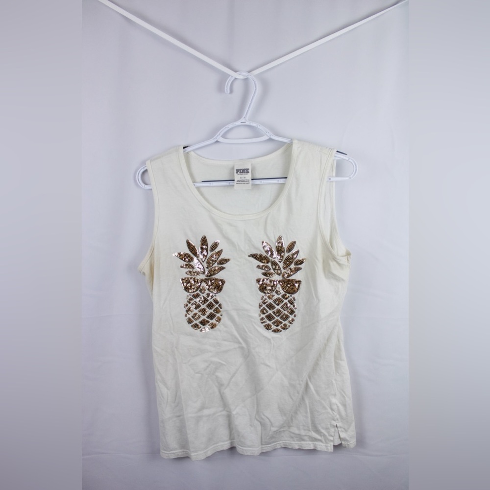 Sequin Victoria’s Secret PINK pineapple tank top. Size small.